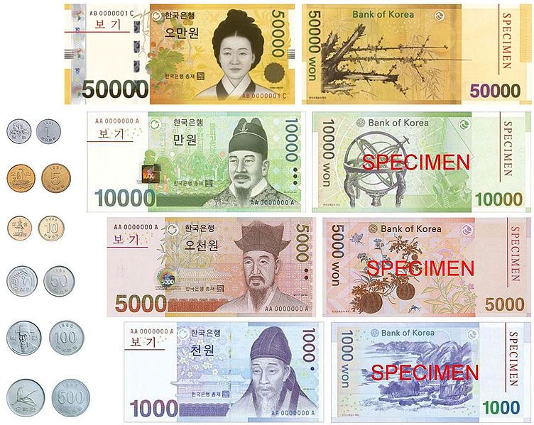 Billetes de corea del sur