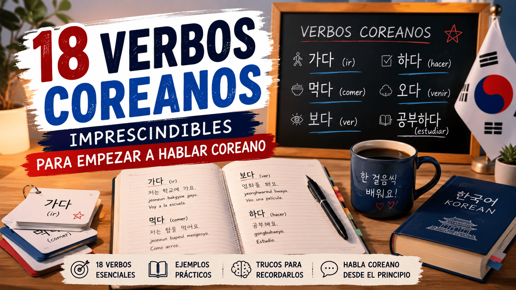 imagen de 18 verbos coreanos